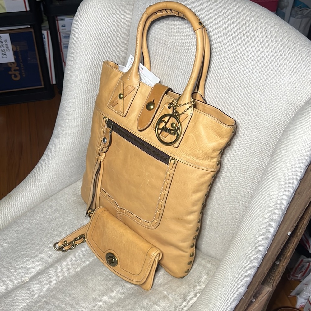 Coach Thompson Ltd Ed Legacy Studded Vachetta Slim Tote + Legacy Vachetta Clutch - Picture 8 of 13